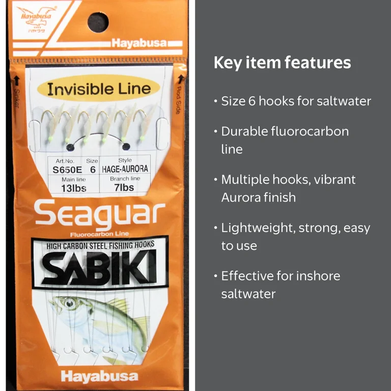 gibkiy gibkiy gibkiy３枚セット Hayabusa Hage-Aurora Fluorocarbon Sabiki Rig, Size 6, Fishing