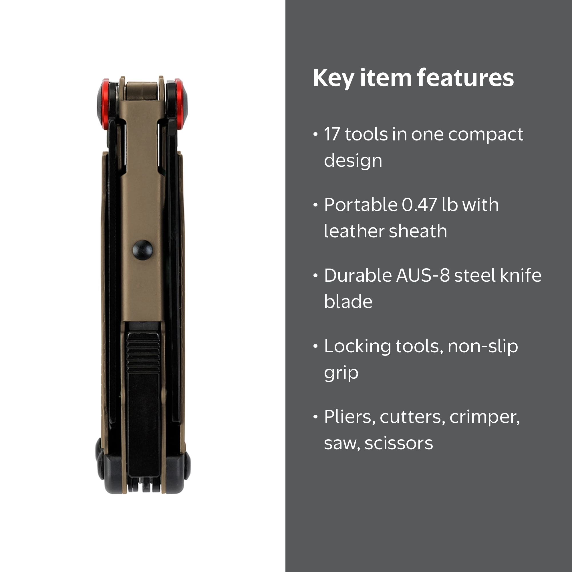 Swiss Tech Praktisch AUS-8 Steel 17-in-1 Folding Multi Tool with