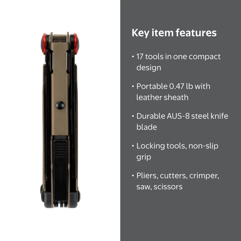 Swiss Tech Praktisch AUS-8 Steel 17-in-1 Folding Multi Tool with