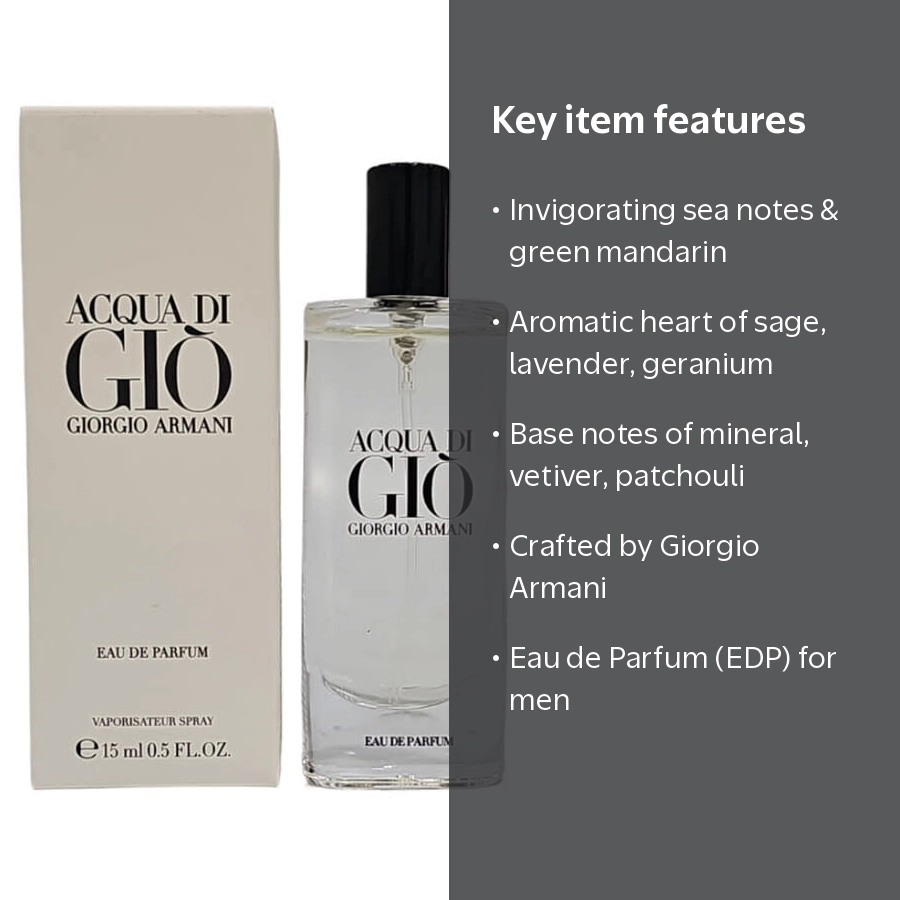 Giorgio Armani, Men's Perfume, 0.5 oz Acqua Di Gio EDP, Sea Notes