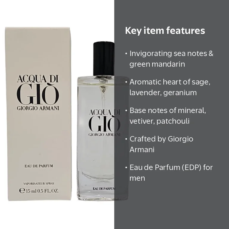 Giorgio Armani, Men's Perfume, 0.5 oz Acqua Di Gio EDP, Sea Notes