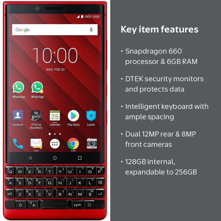 BlackBerry KEY2 Red Edition Smart Cell Phone - 128GB Memory