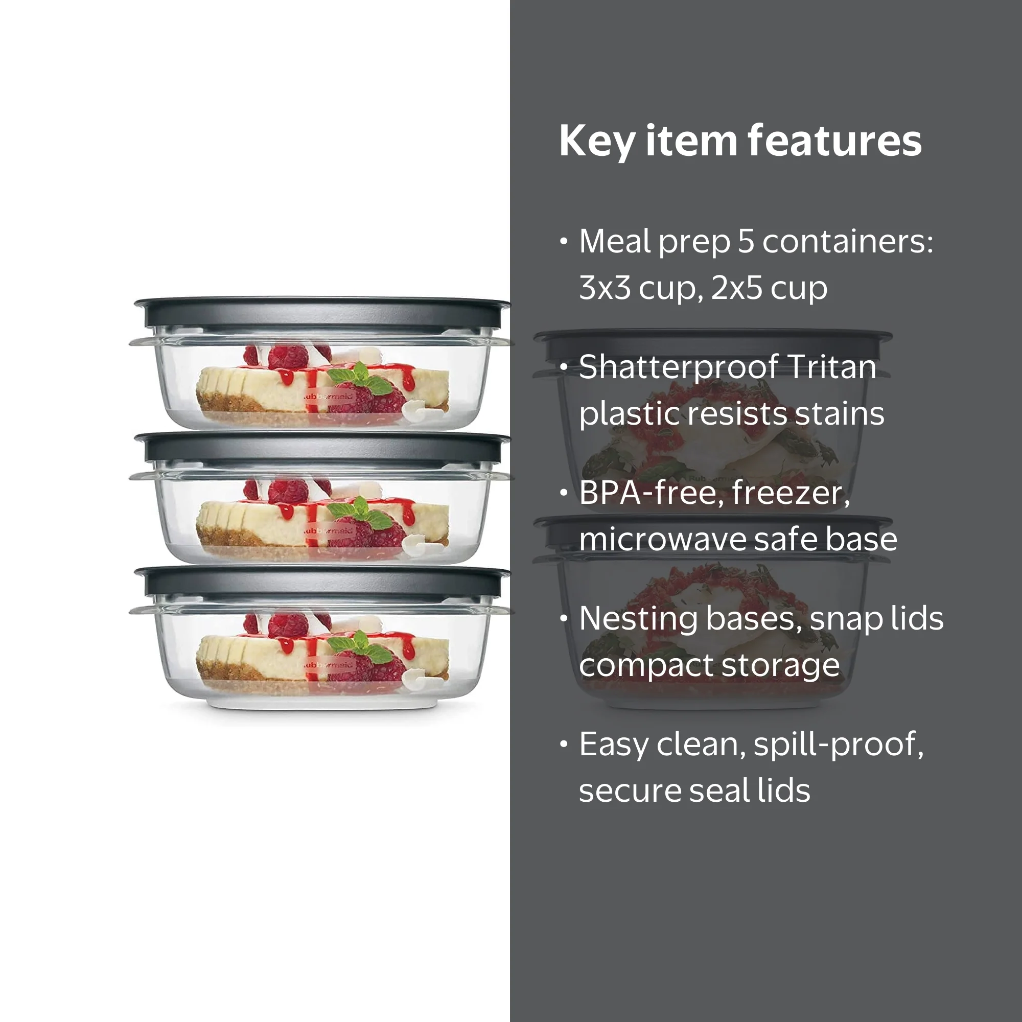 Rubbermaid Premier Tritan 5pk Food Storage Containers, Clear