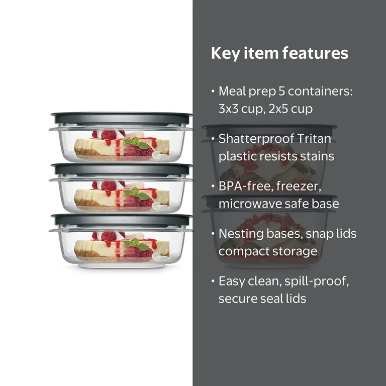 Rubbermaid Premier Tritan 5pk Food Storage Containers, Clear