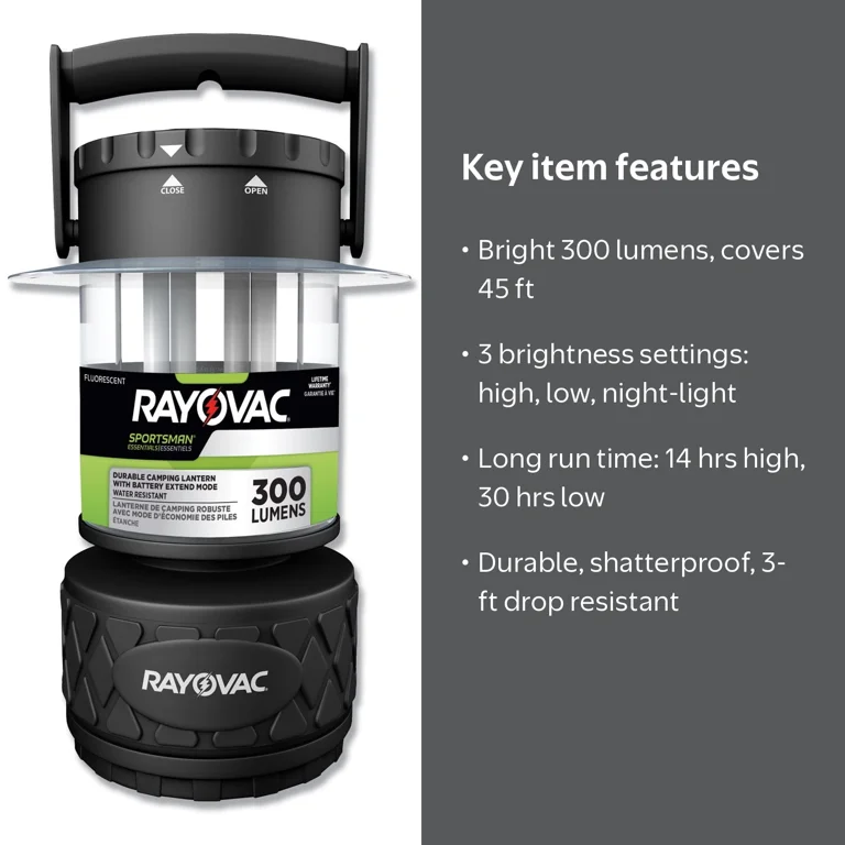 Rayovac, Sportsman Fluorescent Camping Lantern, 8D, Black