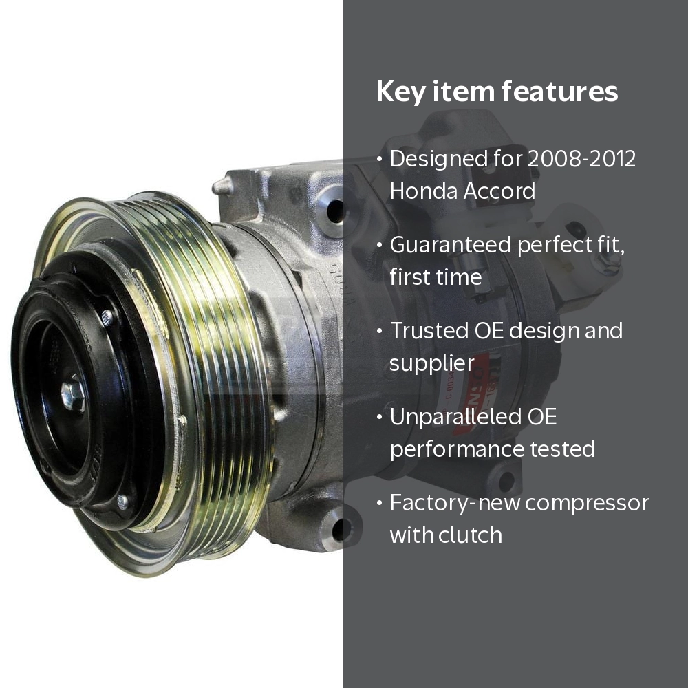 DENSO, A/C Compressor with Clutch 471-1637, Machined, Fits Accord