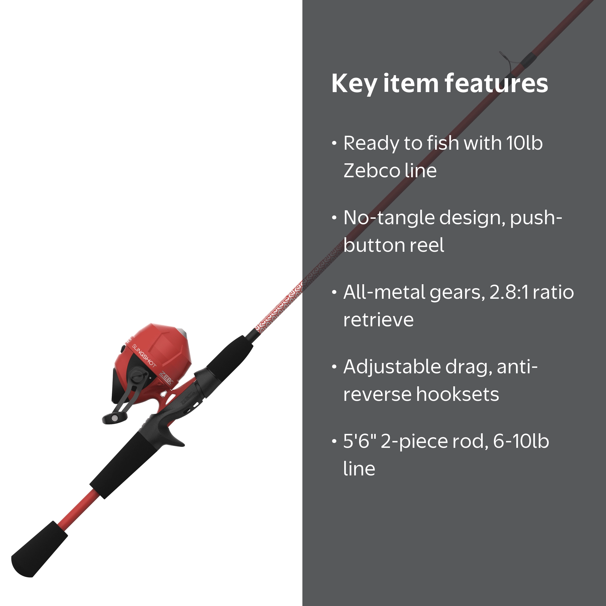 Zebco Slingshot Spincast Reel and Fishing Rod Combo, Durable 5