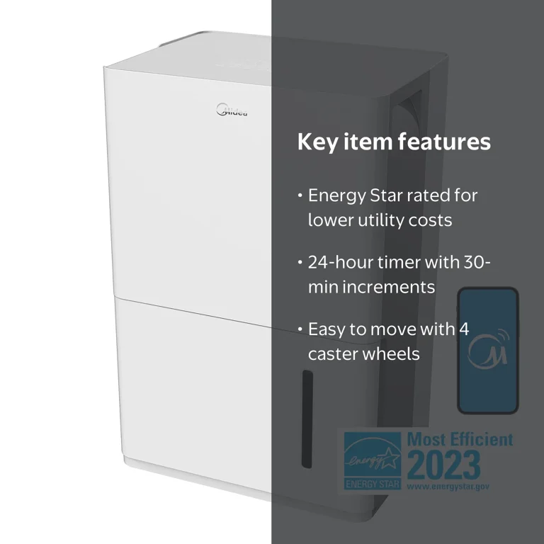 Midea 22-Pint Smart Dehumidifier for 1500sq ft Area, Energy Star