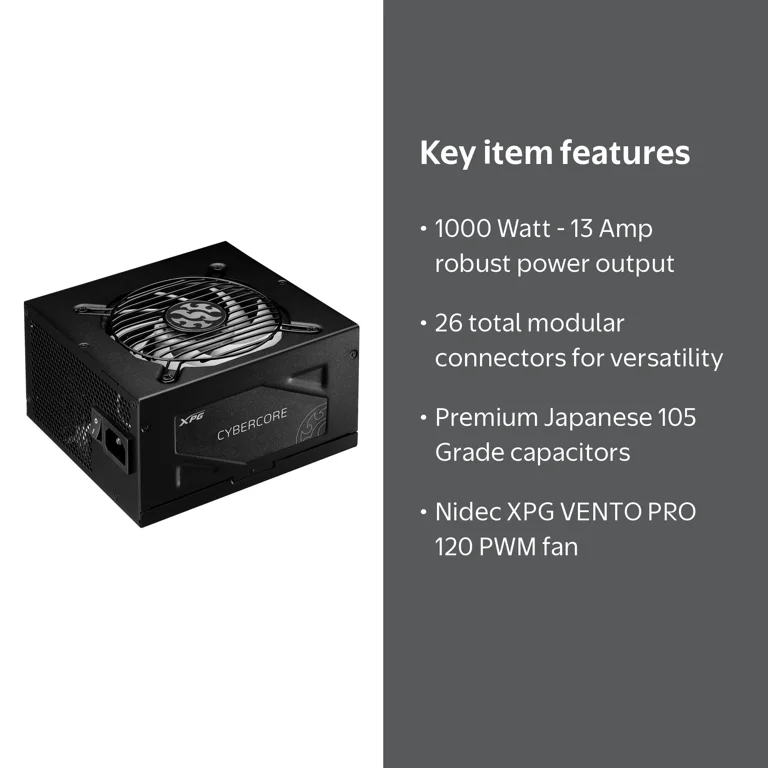 XPG CYBERCORE 1000w PLATINUM 電源ユニット XPG CYBERCORE ATX Modular PSU 1000W 80 Plus Platinum 26 Connectors