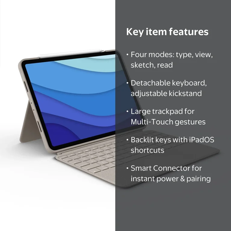 Logitech, Combo Touch iPad Pro 11-inch Keyboard Case, Sand