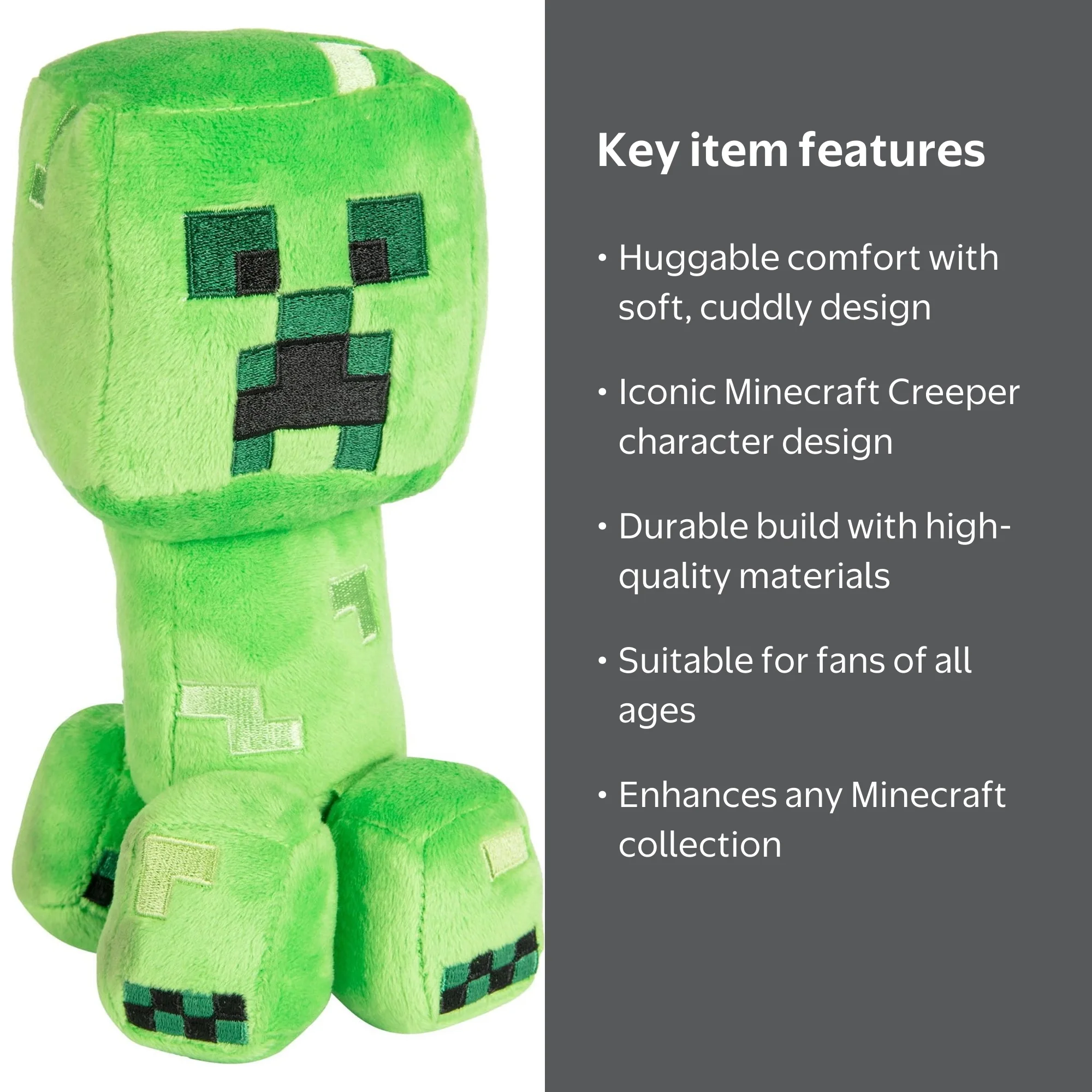 Minecraft Creeper ぬいぐるみ 約30cm Minecraft Happy Explorer Creeper Plush Toy, Soft Green Cuddly