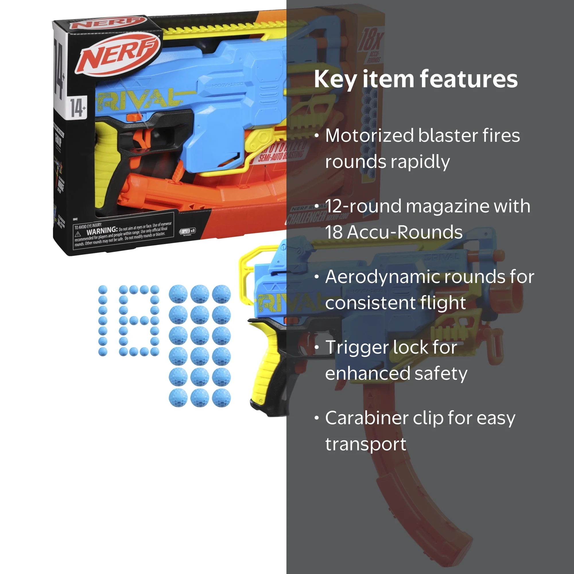 Nerf Rival Challenger MXXIV-1200, Motorized Blaster, 12 Round