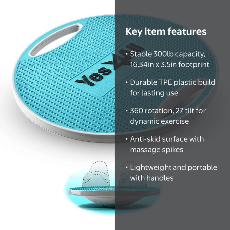 Yes4All Premium Wobble Balance Board, 16.34 in, Sky Blue, Anti