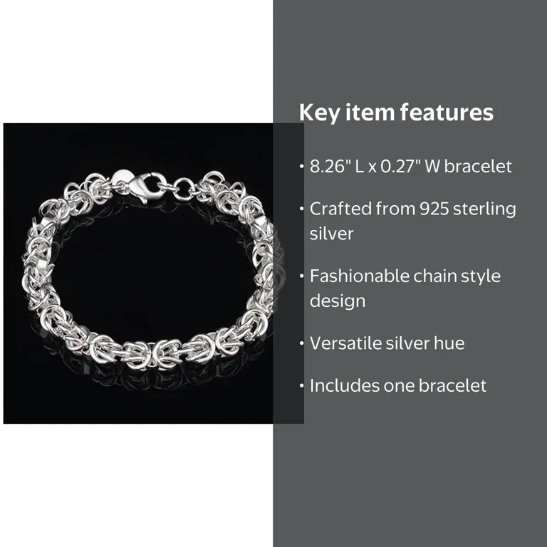 Jiaroswwei Women's 925 Sterling Silver Bracelet Bangle Chain, 21x0