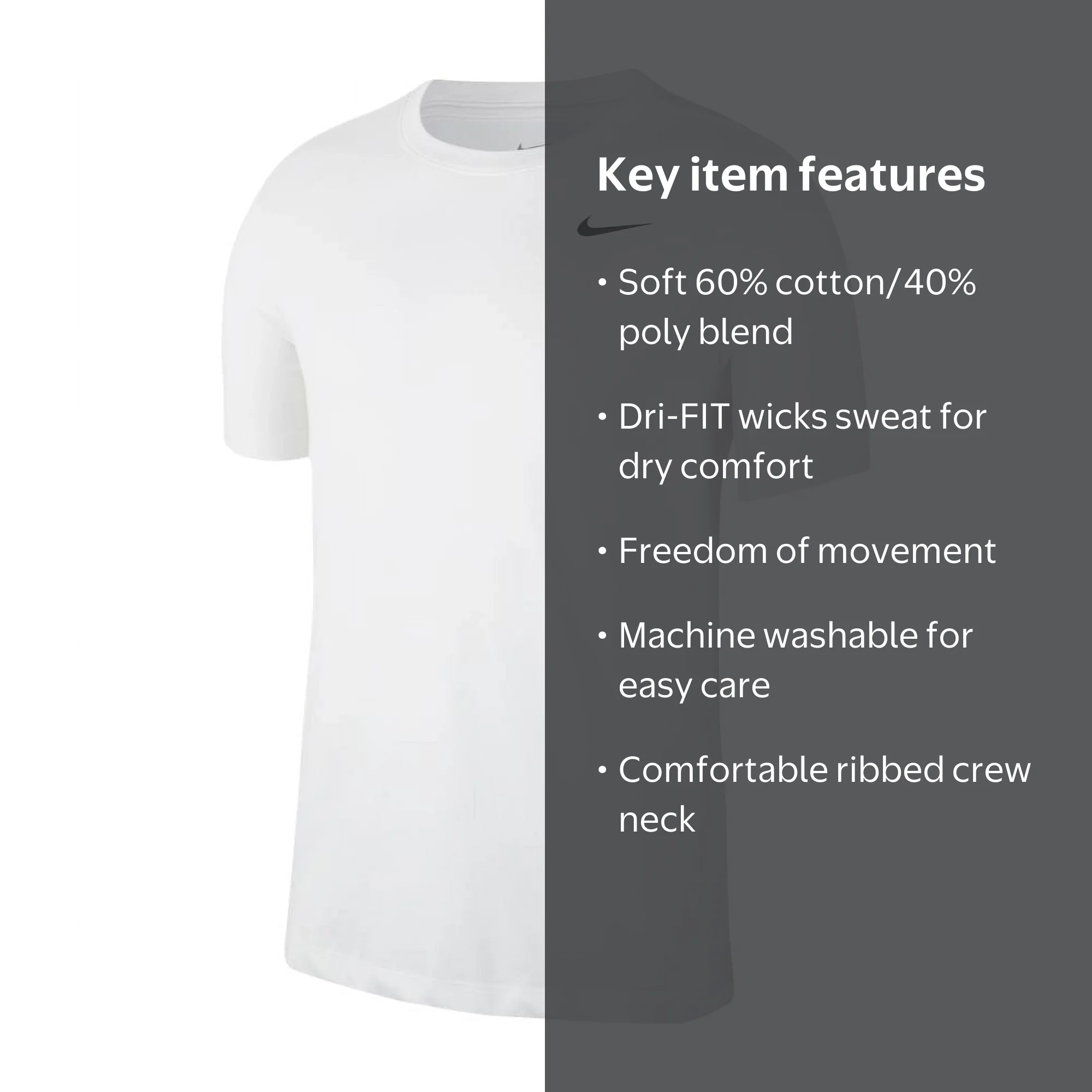 Nike Men's Dry Tee Drifit Cotton Crew Solid, White/Black, Large