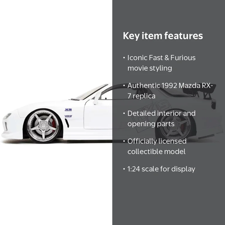 Jada Toys Fast & Furious 1:24 1992 Mazda RX-7 Die-cast Car with