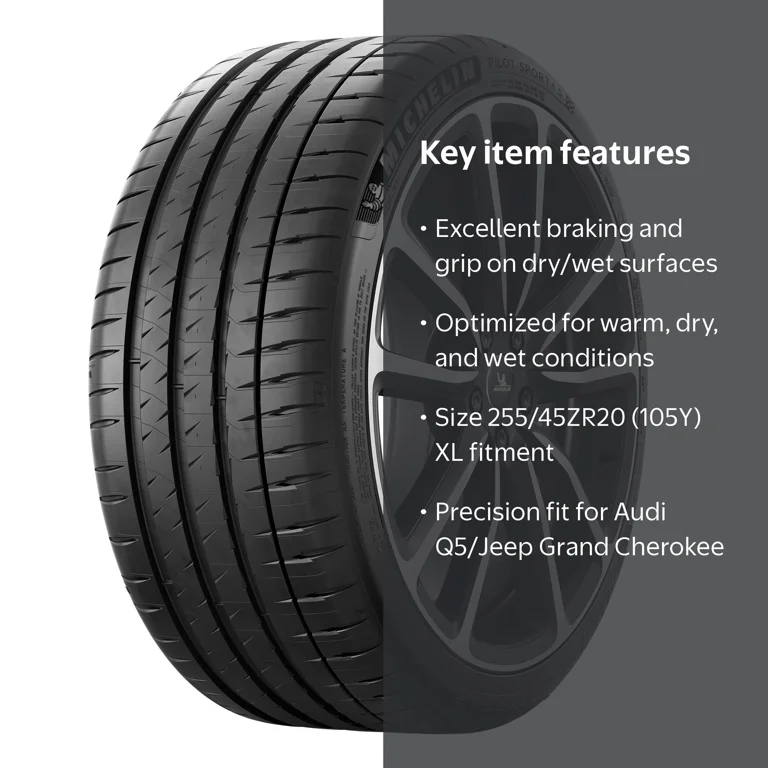 Michelin Pilot Sport 4S 255/45ZR20 (105Y) XL Fits: 2018 Audi Q5