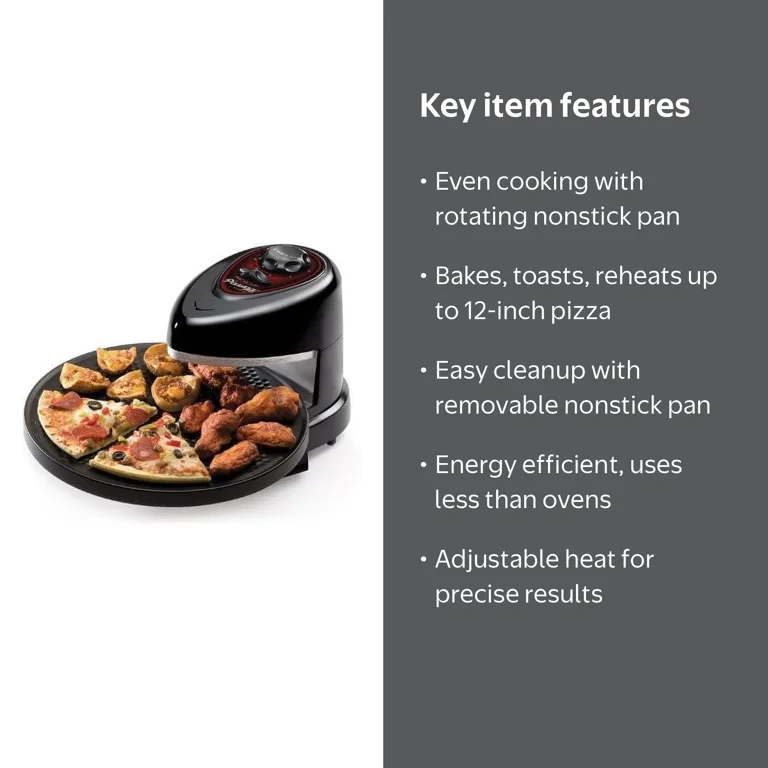 Presto, Pizzazz Plus Rotating Oven, Black for Pizza, Snacks