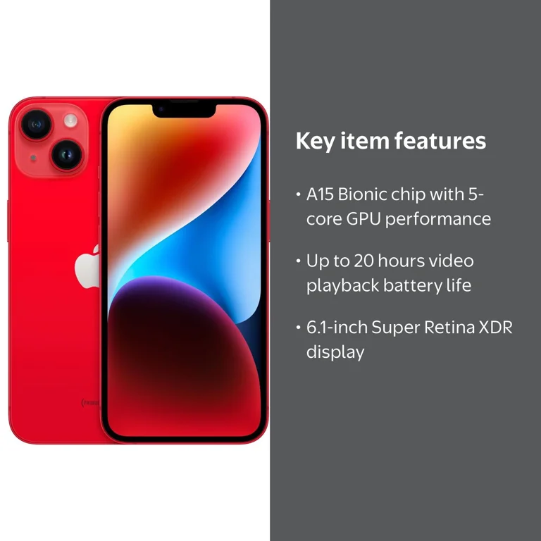 AT&T Apple iPhone 14 128GB (PRODUCT)RED - Walmart.com
