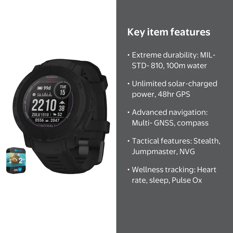 Garmin Instinct 2 Solar GPS Smartwatch Tactical Edition Black with