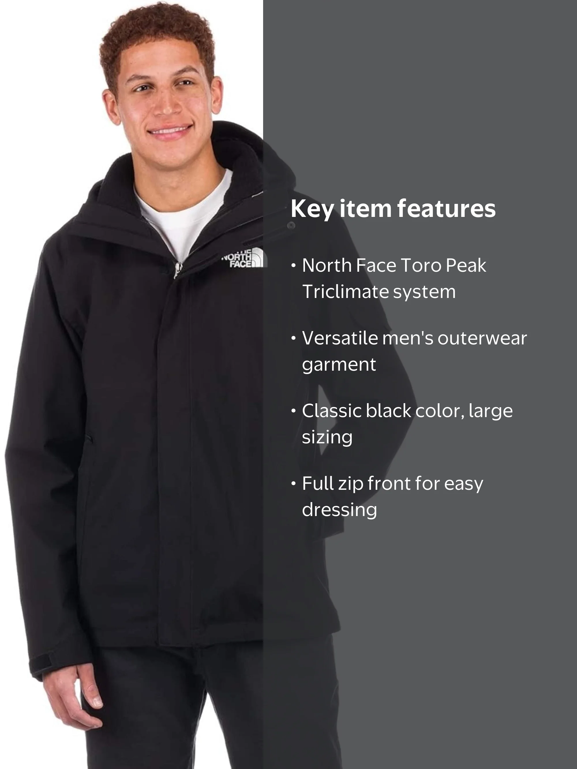 The North Face Toro Peak Triclimate Jacket Men's Large Black Full