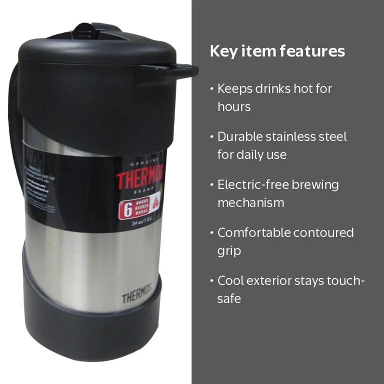 Thermos Nci1000ss4 Stainless Steel Vacuum Insulated Coffee Press, 1l