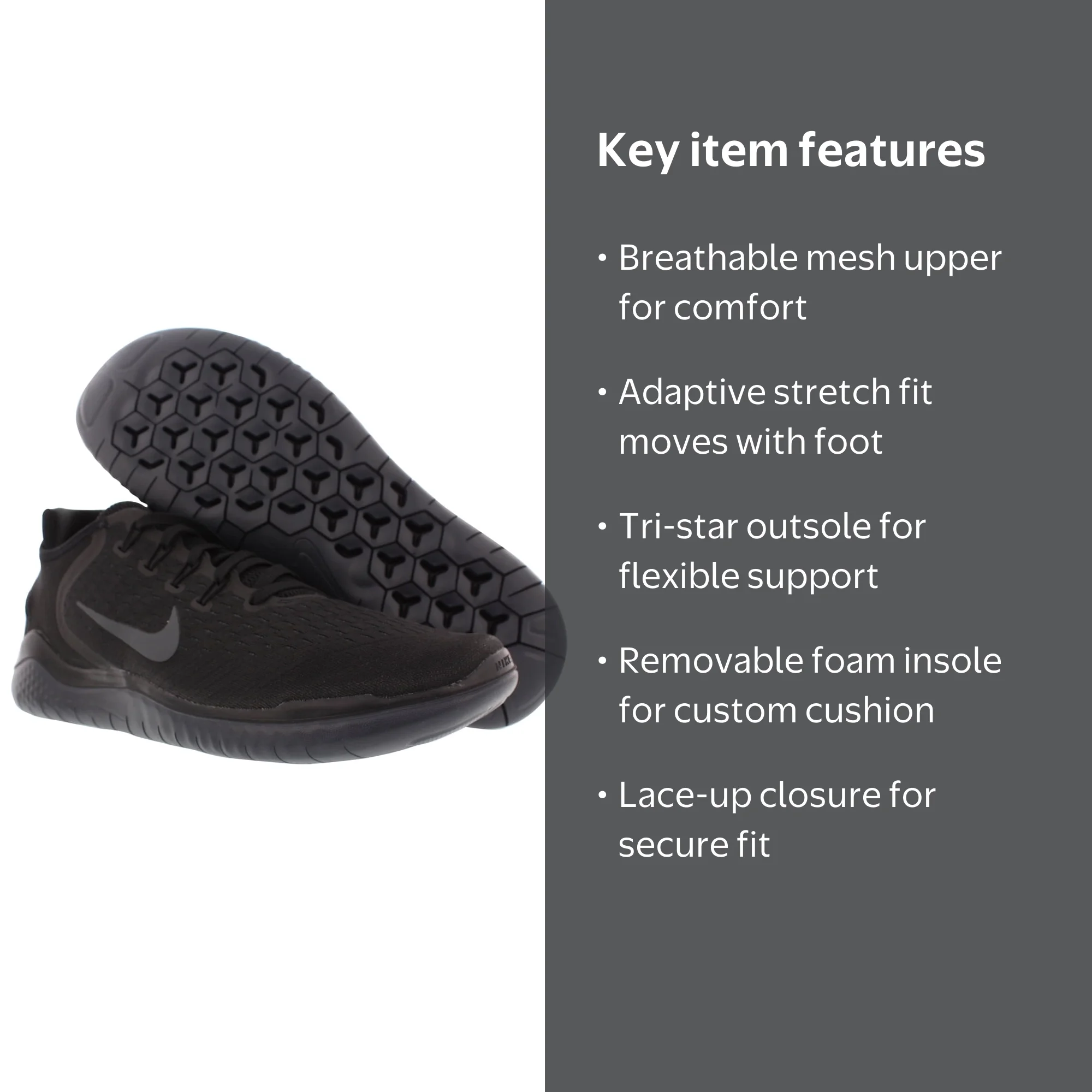 Nike Men\'s Free RN FK NN Running Shoes Triple Black Anthracite Sizes NIB Nike Free RN 5.0 Triple Black for Sale | Authenticity  main image 2