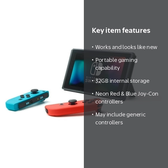 Nintendo, Restored Nintendo Switch Console, Neon Blue, 32GB