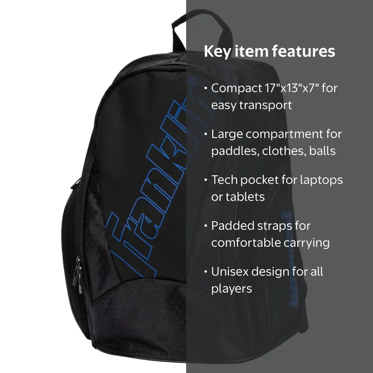 Franklin Sports Junior Pickleball Backpack, Deluxe Competition Pro