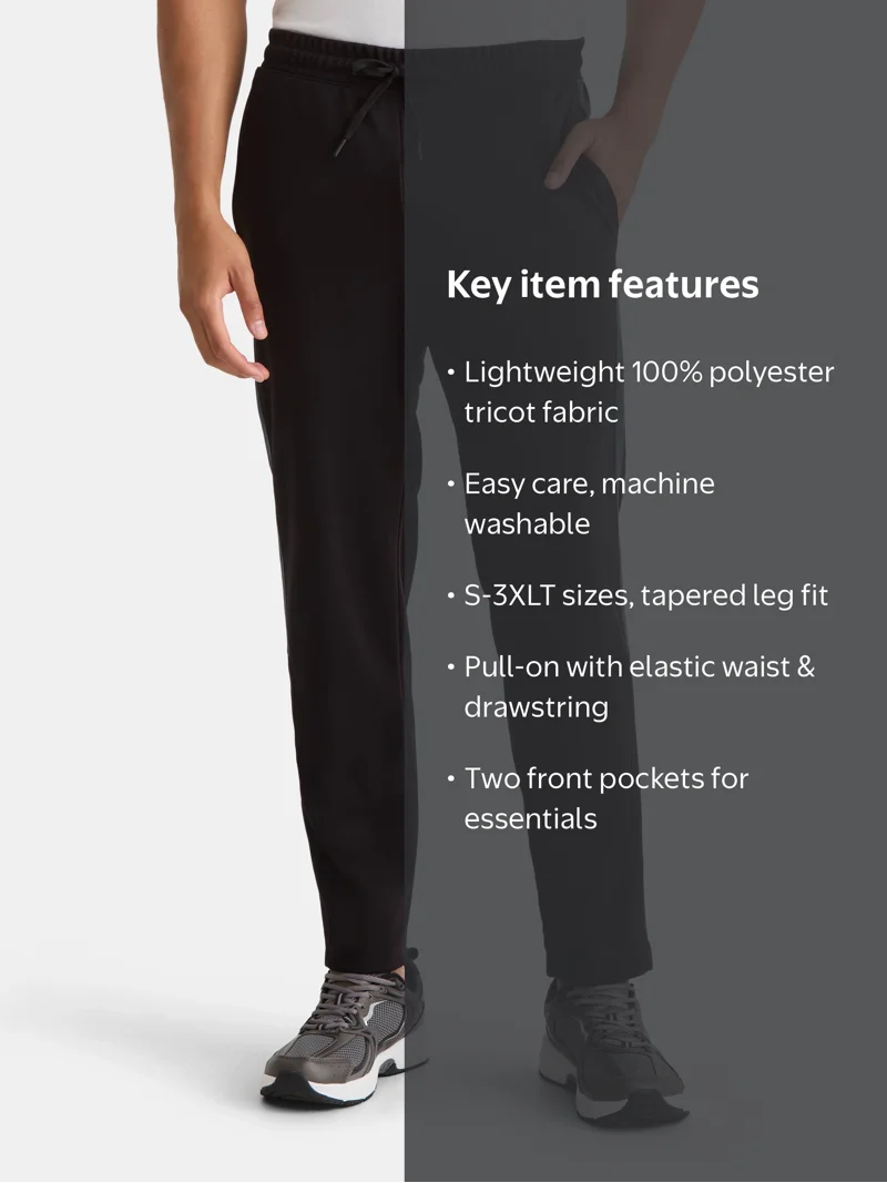 Athletic Works Men's and Big Men's Tricot Track Pants with Side