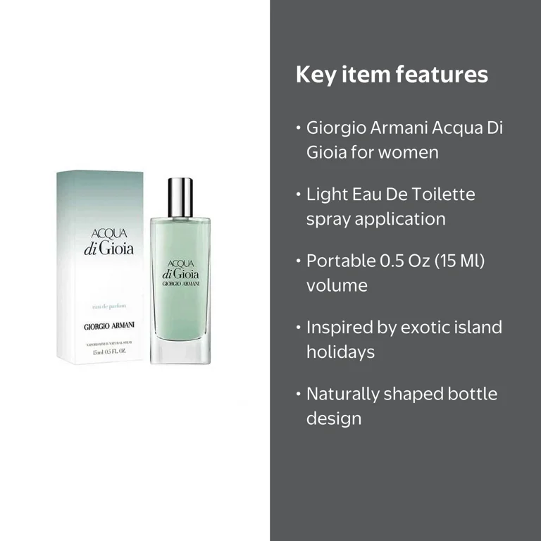Giorgio Armani Acqua Di Gioia Perfume, Eau De Toilette Spray for