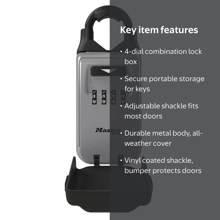 Master Lock, Metal 2-7/8 inch 4-Dial Combination Lock Box, 5420EC