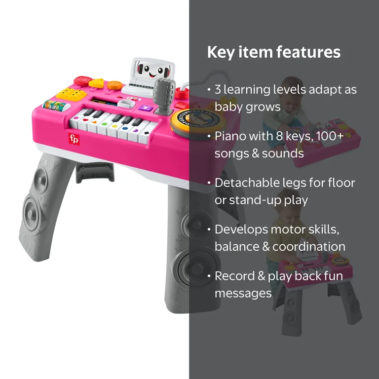 Fisher-Price Laugh & Learn Mix & Learn DJ Table, Pink Musical