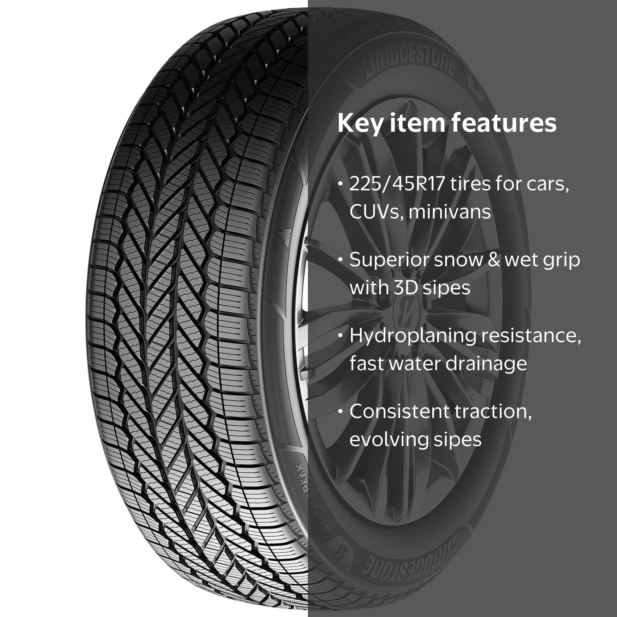 Bridgestone Weatherpeak All Weather 225/45R17 91V Passenger Tire