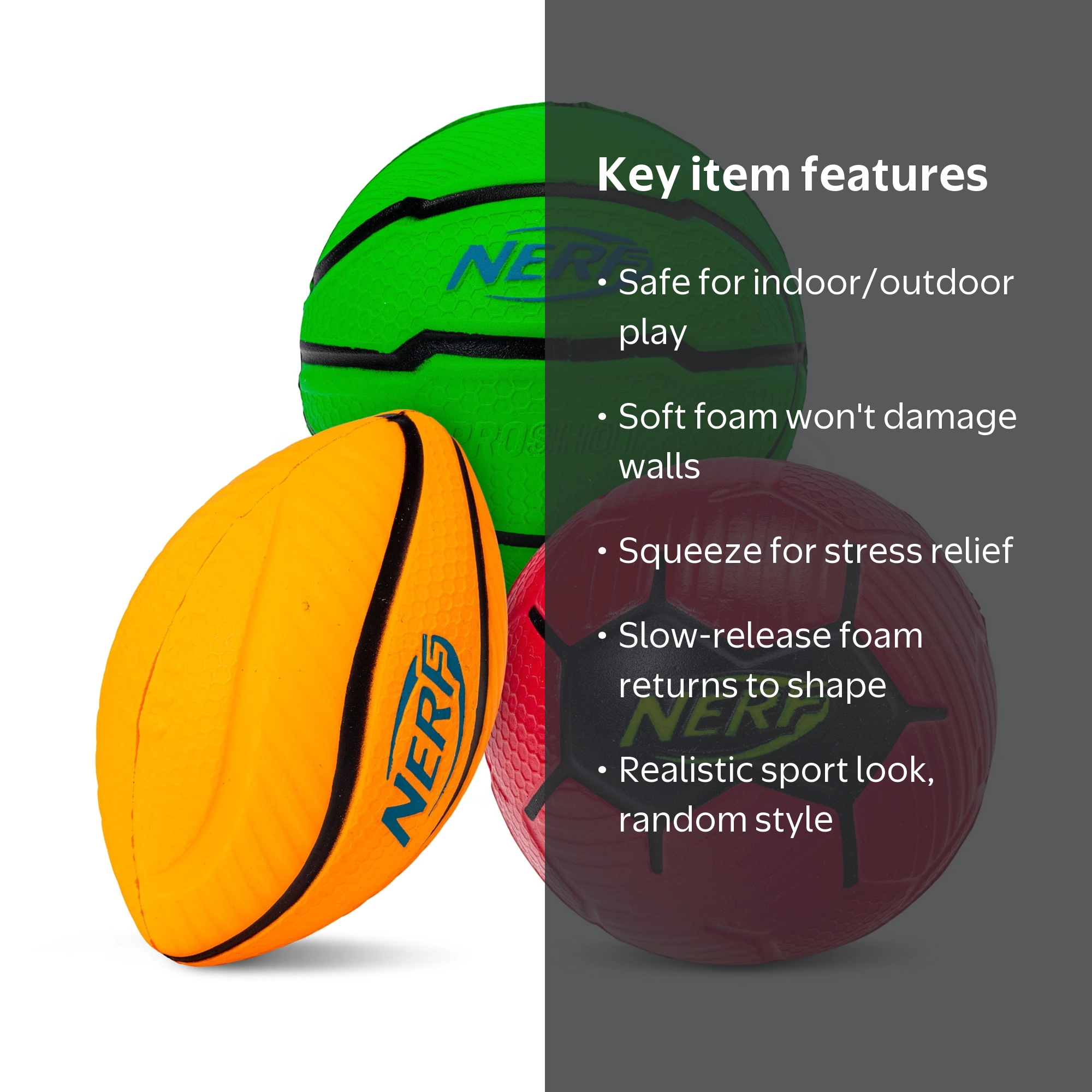 NERF Micro Foam Sports Ball – 1 Surprise Ball - Football, Soccer