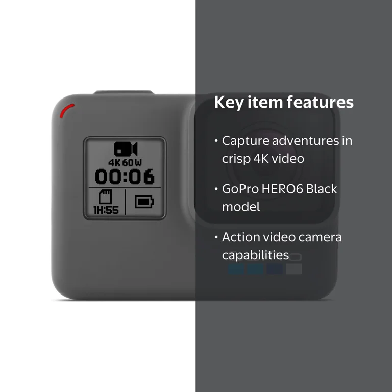 GoPro HERO6 Black 4K 60fps Action Video Camera with Improved Image