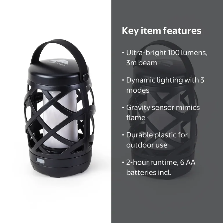 Ozark Trail LED Flame Light Lantern, 100 Lumen, 2 Pack, Black