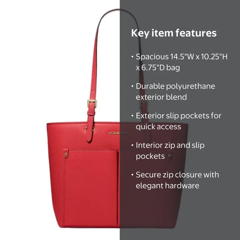 Michael Kors, Women's Jet Set Travel Tote, Bright Red, Leather