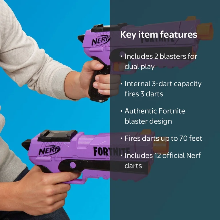 NERF Elite Fortnite DP-E Dart Blaster Toy with Refill Gun