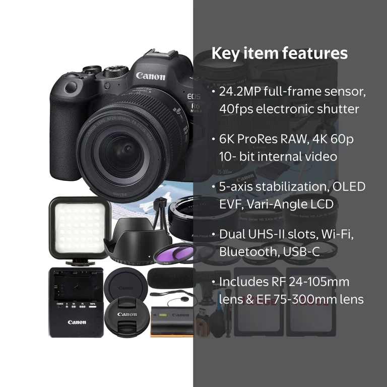 Canon EOS R6 Mark II Full Frame Mirrorless Camera Bundle with RF