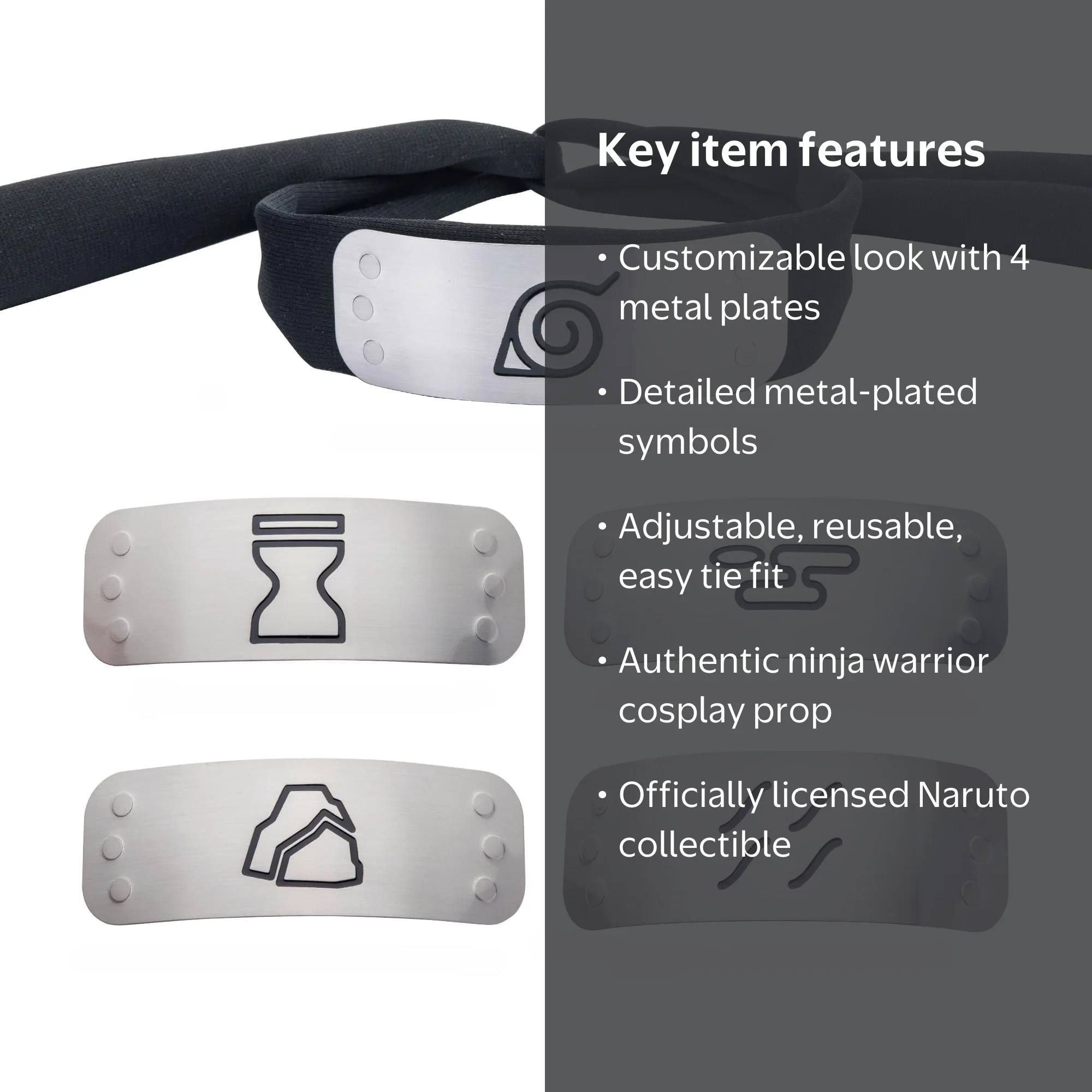 Naruto Ninja Leaf Accessories: Cosplay Headband Replica Set with 4