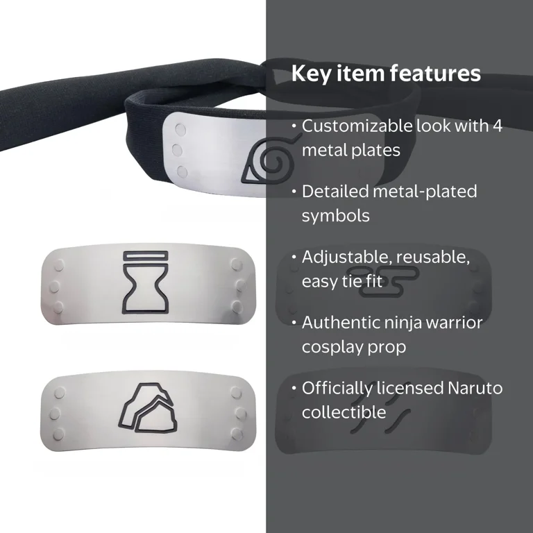 Naruto Ninja Leaf Accessories: Cosplay Headband Replica Set with 4