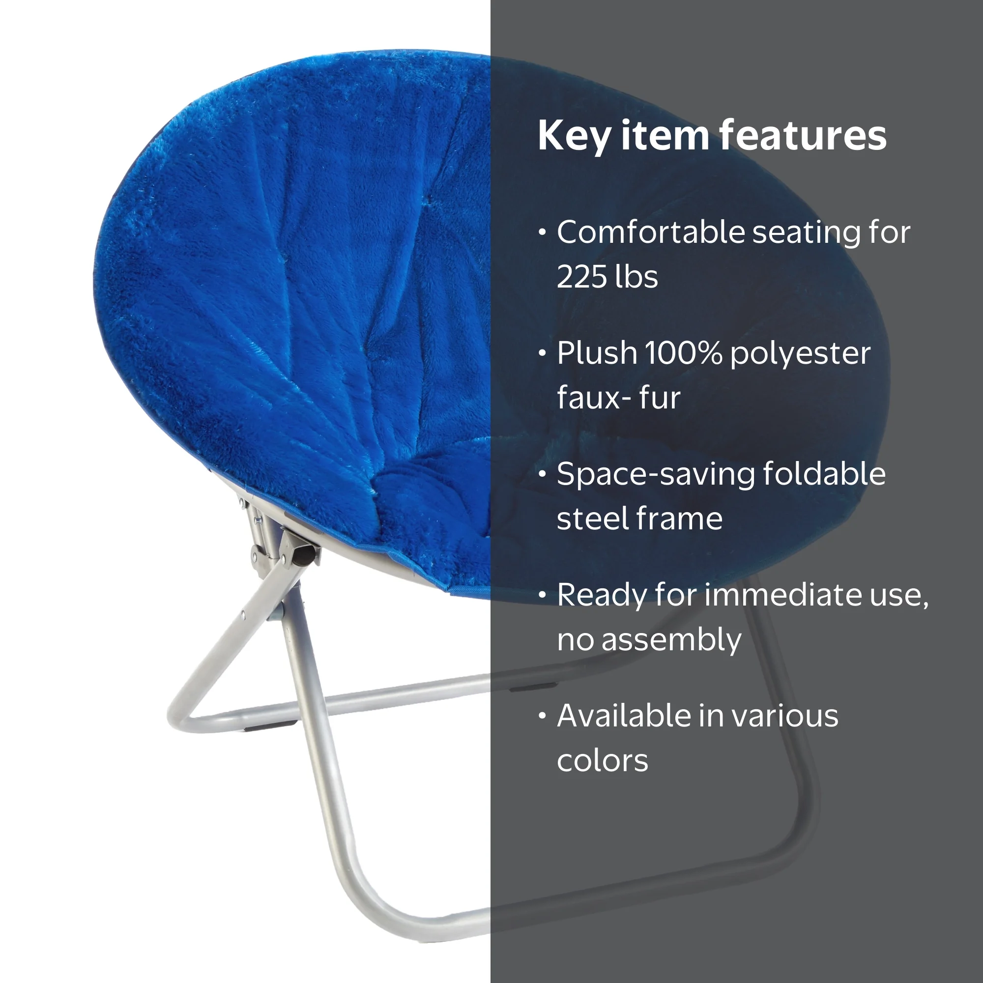 MOFU　チェアー Mainstays Faux Fur Saucer Chair, Blue - Walmart.com