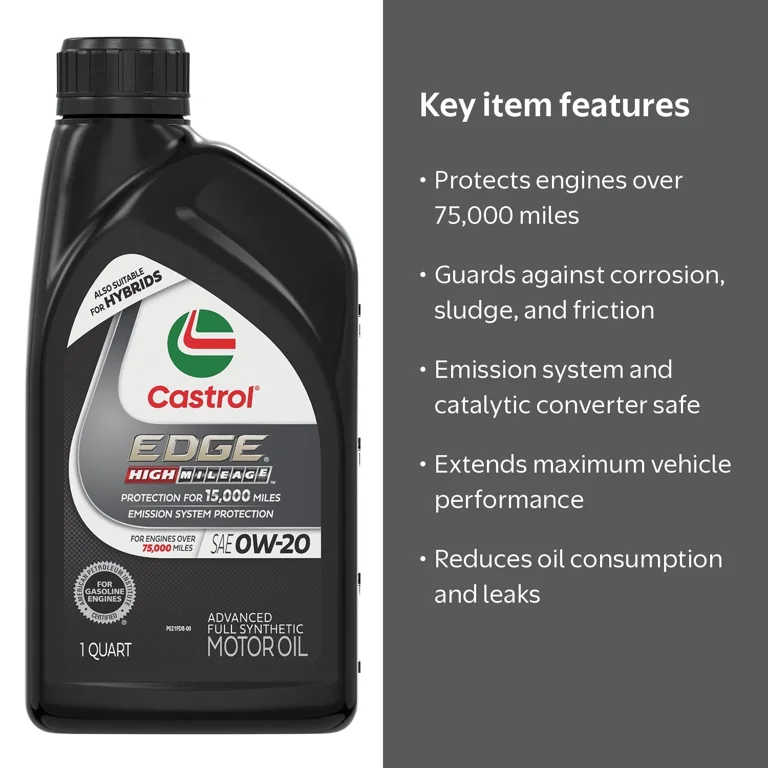Castrol Edge High Mileage 0W-20 Advanced Full Synthetic Motor Oil