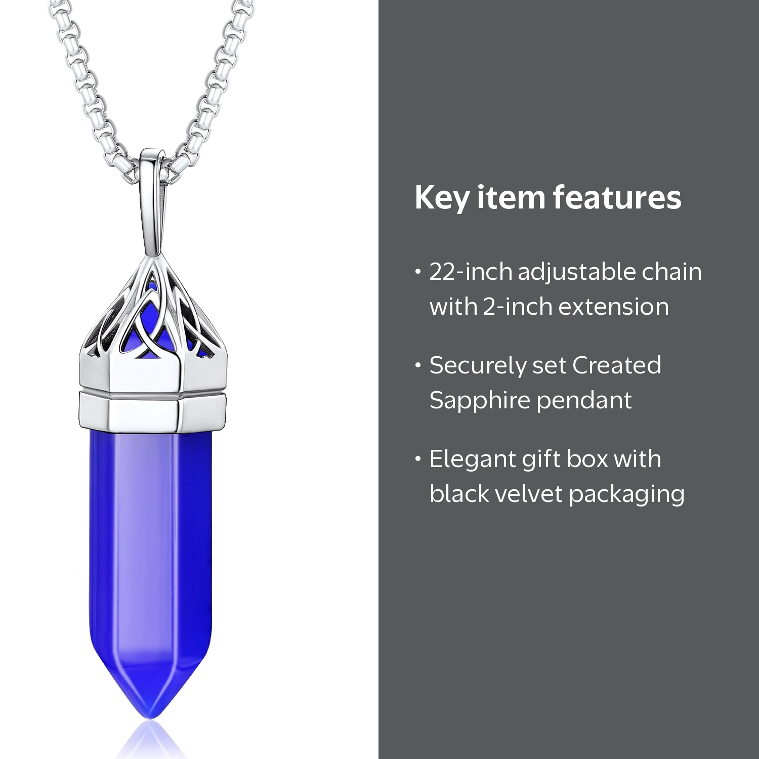 Bestyle Celtic Knot Pendant Necklace, Sapphire September
