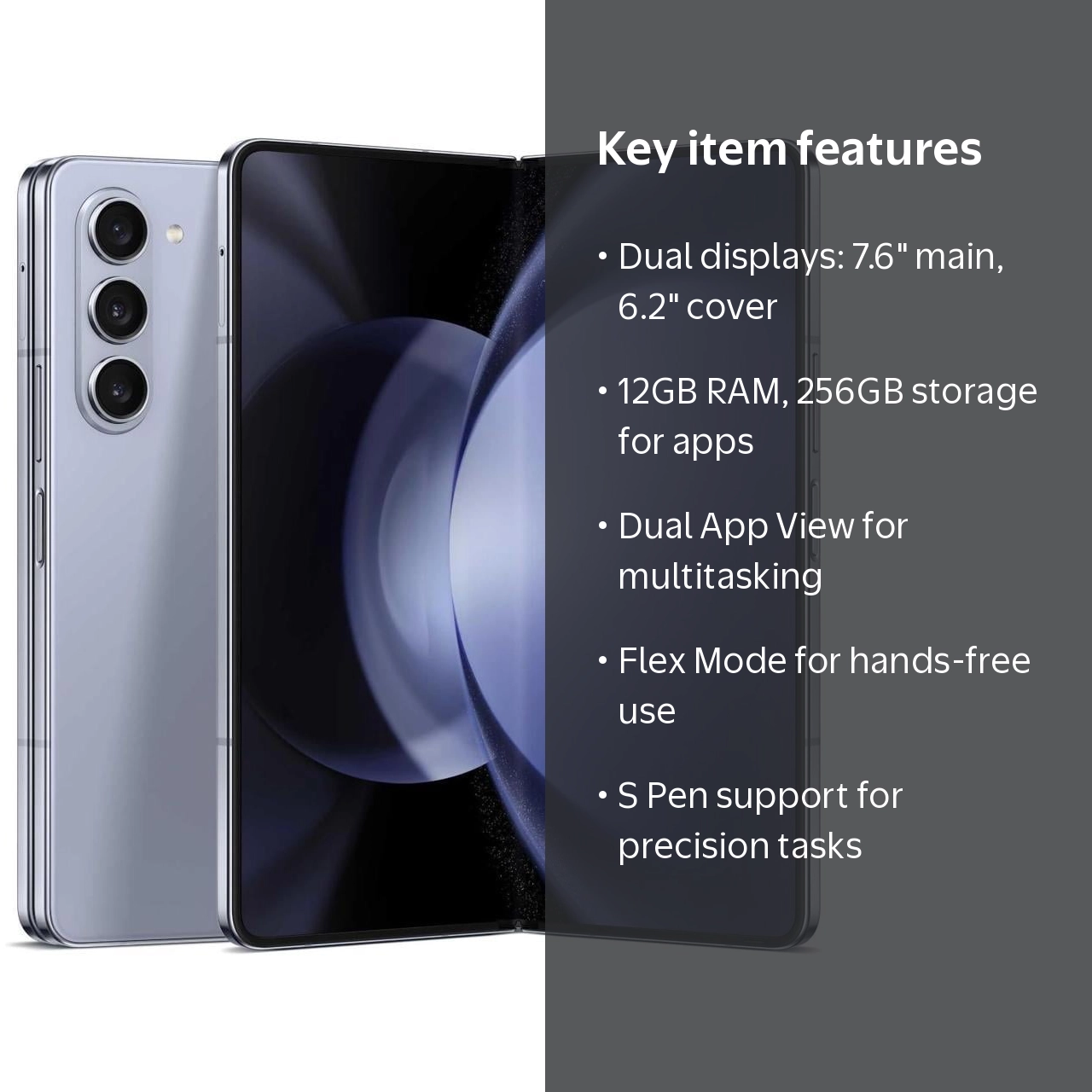 SAMSUNG Galaxy Z Fold 5, Unlocked, 256GB, 7.6” Screen, Streaming