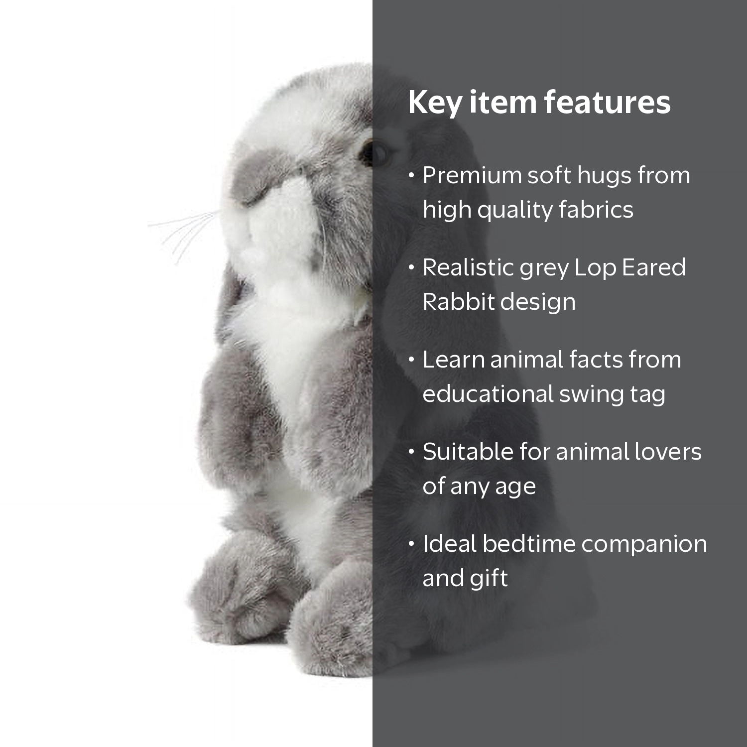 Keycraft, Living Nature Grey Sitting Lop Eared Rabbit - Walmart.com