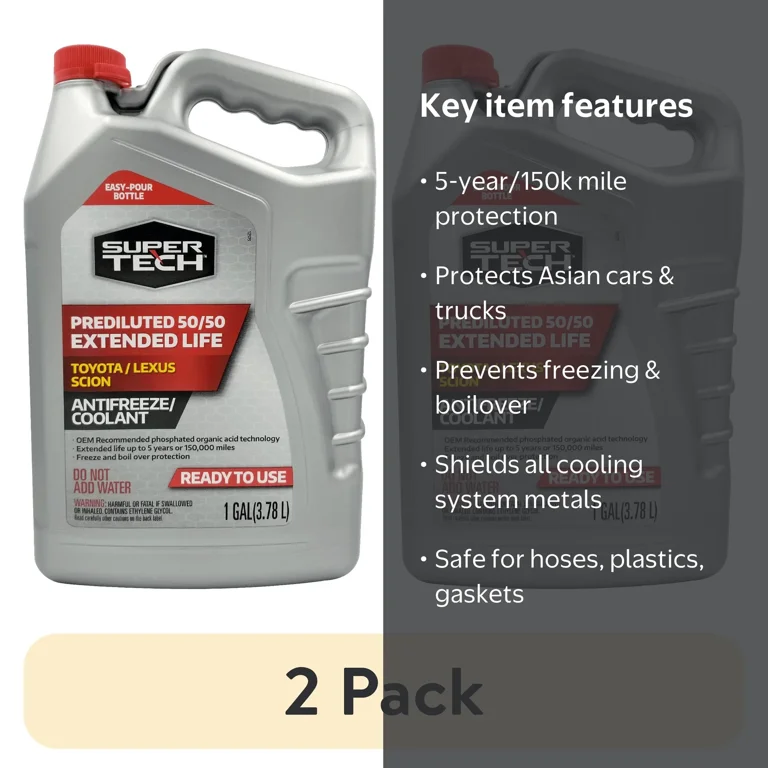 2 pack) Super Tech OE Red Antifreeze Prediluted 50/50 - Walmart.com