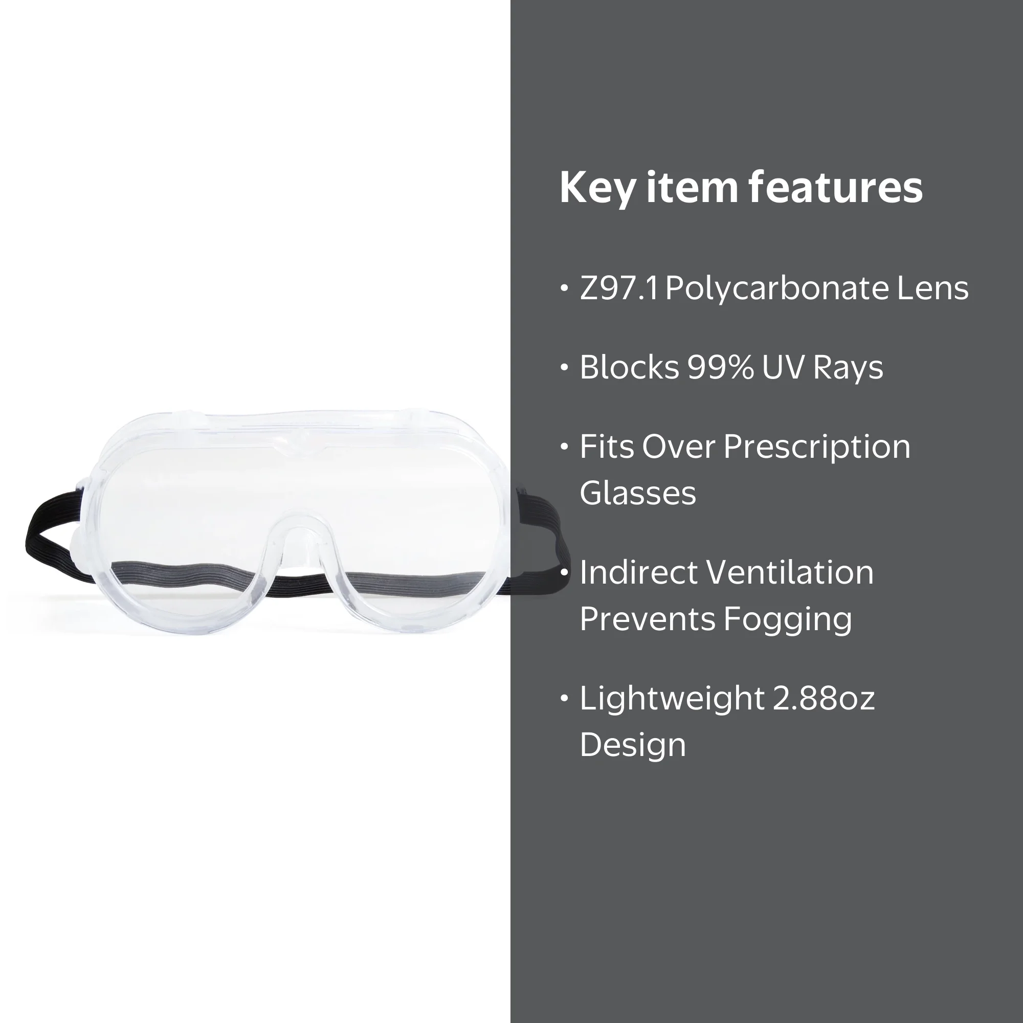 Hyper Tough Safety Glasses with Z87.1 Polycarbonate Clear Lens
