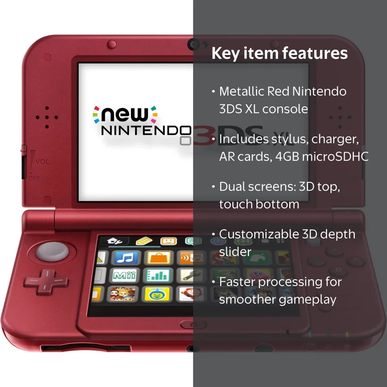 New Nintendo 3DS XL Handheld Console Game System in Metallic Red
